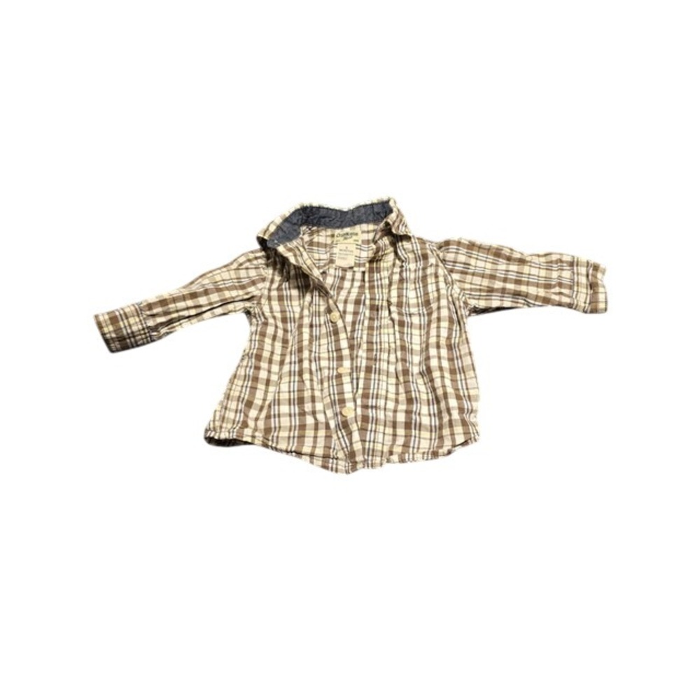 OshKosh Bgosh Toddler Boys Brown Plaid Long Sleeve Button Down Shirt Size 3T